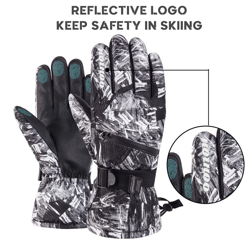 HOIHOO Ski Gloves  Waterproof Snow Gloves -30? Winter Gloves for Cold Weather Touchscreen Snowboard Glove Warm for Men Women (Black  Large) - Image 3